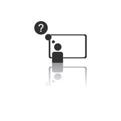 Back to School and Education vector flat icon in black and white style school board and pensive pupil