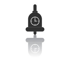 Back to School and Education vector flat icon in black and white style bell and clock