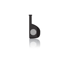 Black and white vector illustration in flat style of Ukrainian bandura music instrument