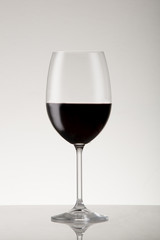 Burgundy style red wine glass with pinot noir.
