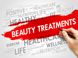 Beauty Treatments word cloud background, health concept