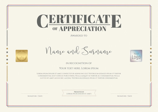 Certificate of appreciation template with watermark background