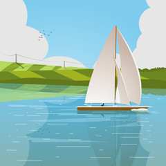 Boat floats on the river