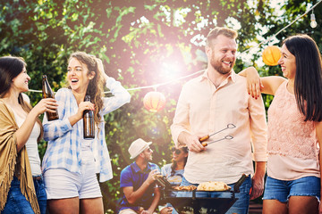 group of friends making a party, have fun together