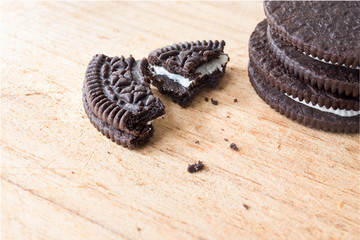 chocolate cookie with milk cream inside