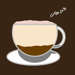 Hot coffee latte with bubble milk illustration