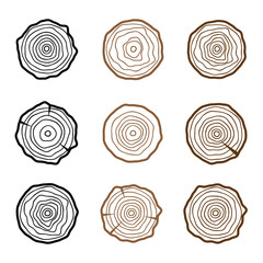 Set of four tree rings icons