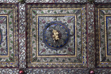 sculpture on buddhism temple ceiling