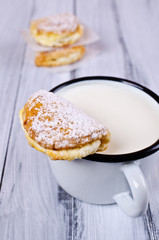 Homemade buns stuffed with cottage cheese