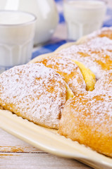 Homemade buns stuffed with cottage cheese