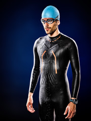 Fototapeta na wymiar man swimmer swimming triathlon ironman isolated