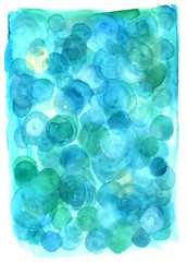 Teal blue watercolor texture with circles; abstract background