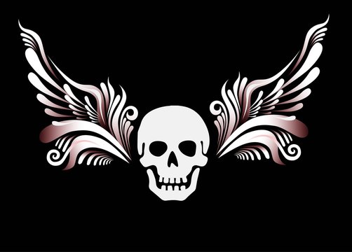 Skull with floral wings