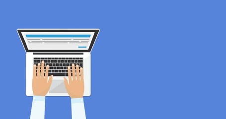 Businessman working with a laptop and balloon pop up