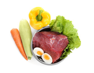 Healthy dog food, isolated on white