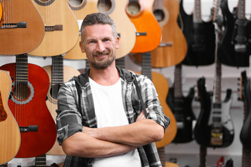 Man in music shop