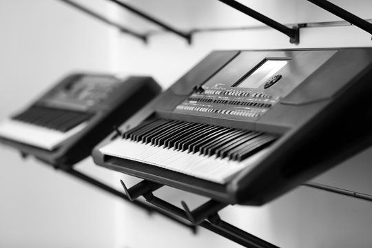 Electronic synthesizer, closeup