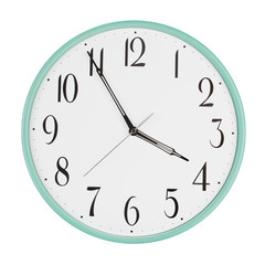 Clock shows five minutes to four