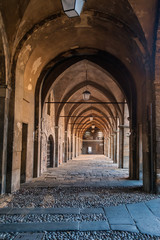 Fototapeta na wymiar Old covered streets in Bergamo, Italy