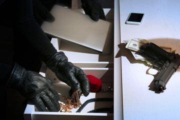 Thieves stealing jewellery and laptop