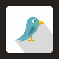 Social media blue bird icon in flat style on a white background vector illustration