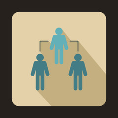 Connecting people, social network icon in flat style on a beige background vector illustration