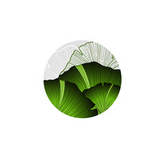 Abstract round logo with part of ginkgo leaf