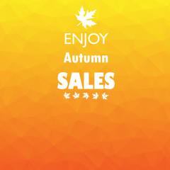 Geometric triangular background card with maple leaf, enjoy autumn sales