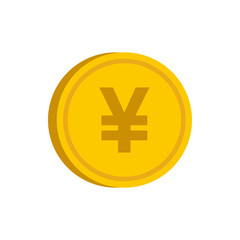 Gold coin with yen sign icon in flat style on a white background vector illustration