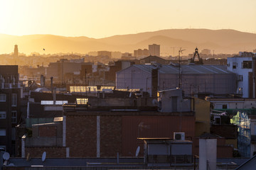 Fototapeta na wymiar Aerial view of Sants district in Barcelona