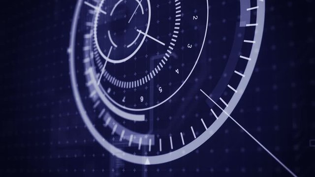 Future technology HUD element.BLUE.Shooting from different angles.Great opener. Good for tech titles and background, news headline business intro screensaver.  