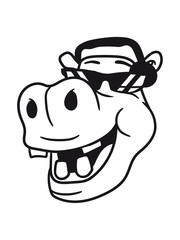 face head party dj music disco headphones sunglasses cool hang mischpult celebrate hippopotamus humor comic cartoon