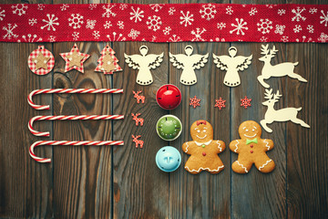 Christmas homemade decoration flat lay