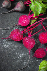 Fresh beets on a black background for frying