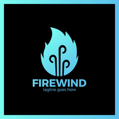 Fire Three Wind Logo. Hot bonfire.