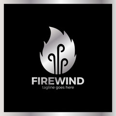 Fire Three Wind Logo. Hot bonfire.