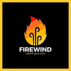 Fire Three Wind Logo. Hot bonfire.