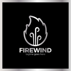 Fire Three Wind Logo. Hot bonfire.