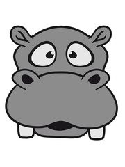 Obraz na płótnie Canvas face head hippo small thick sweet cute comic cartoon hippo