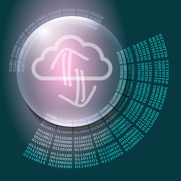 Vector abstract background and binary code and cloud symbol