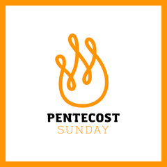 Outline Vector logo of Pentecost Holy spirit Flame. Fire logotype