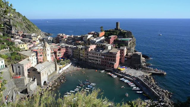 View of Vernazza in the light of the afternoon, Cinque Terre, Liguria Italy