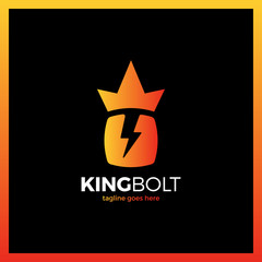 Obraz premium King Bolt Logo. Box Negative Space Volt Crow Flash Logotype