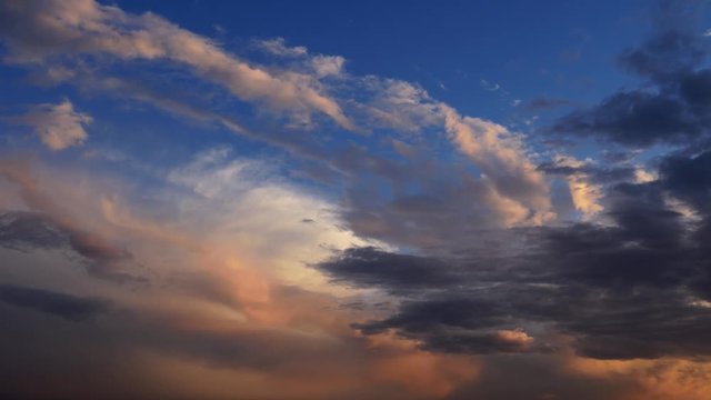 
Moving clouds on sky. Sunset. Nature background.