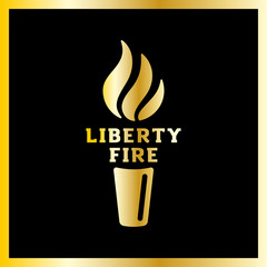 Vector torch icon. Hot flame, power flaming, glow triumph illustration. Liberty fire