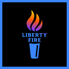 Vector torch icon. Hot flame, power flaming, glow triumph illustration. Liberty fire
