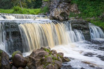 Waterfall on river Viata, Belarus.