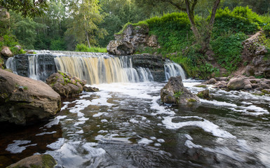 Obraz premium Wide angle view on Viata river waterfall, Belarus.