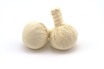 Spa herbal compressing ball on white background