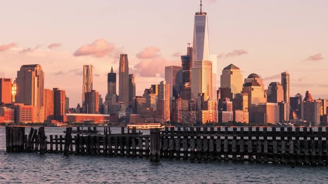 NYC Skyline From Day To Night Time Lapse